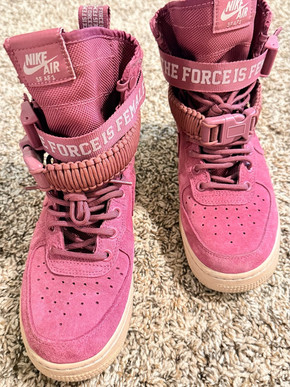 Women’s Nike Pink High-Top Air Force 1’s with Strap